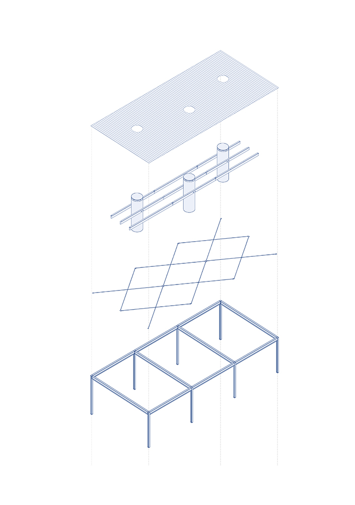 Axonométrie éclatée, haut