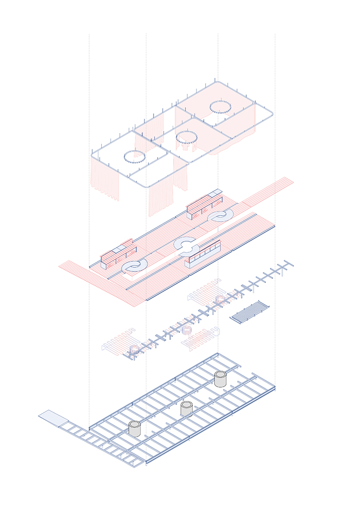Axonométrie éclatée, bas